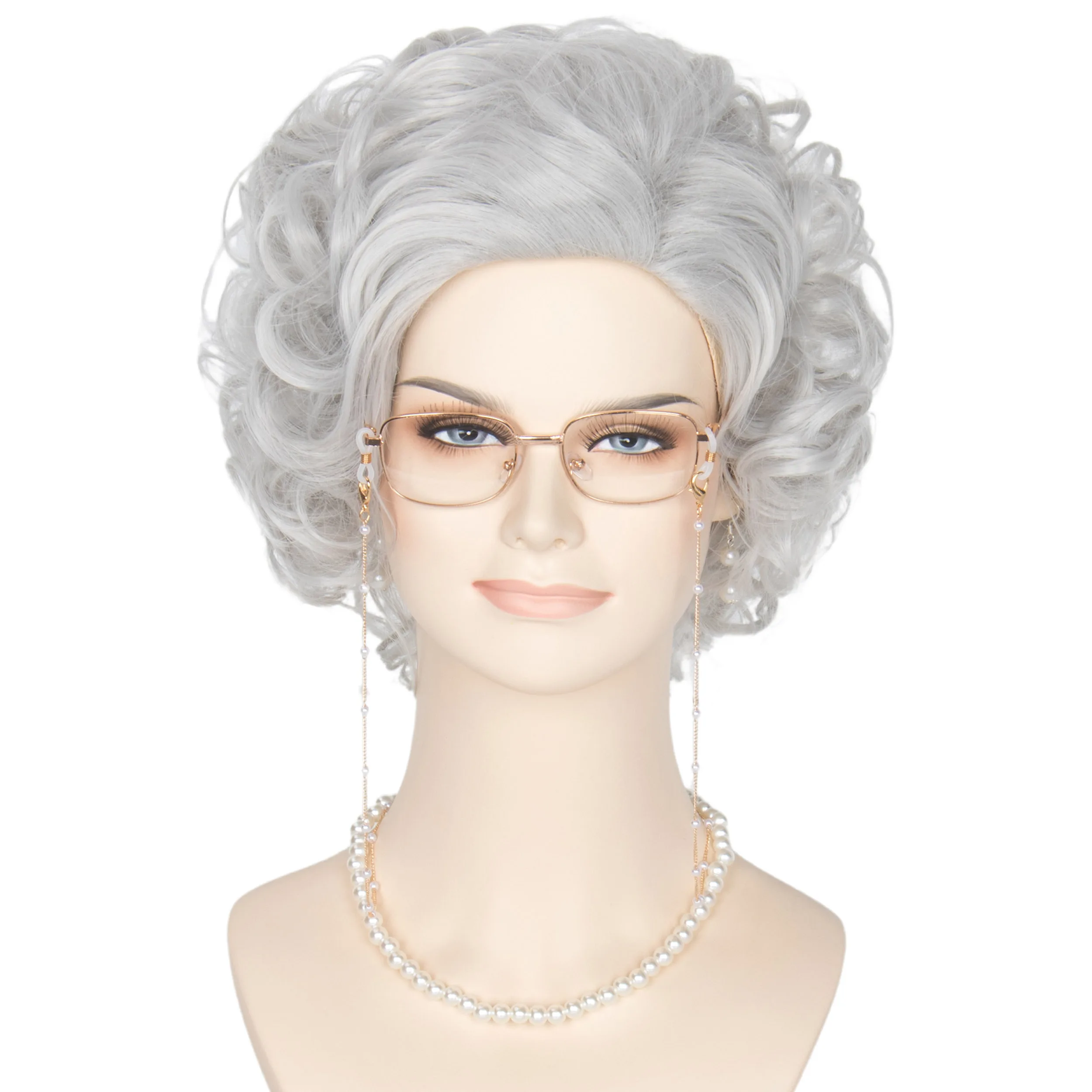 Old Woman Costume Set Silver Grey Grandma Wig Old Lady Wigs Granny Glasses Pearl Necklace Earrings Accessories for Halloween
Old Woman Costume Set Silver Grey Grandma Wig Old Lady Wigs Granny Glasses Pearl Necklace Earrings Accessories for Halloween