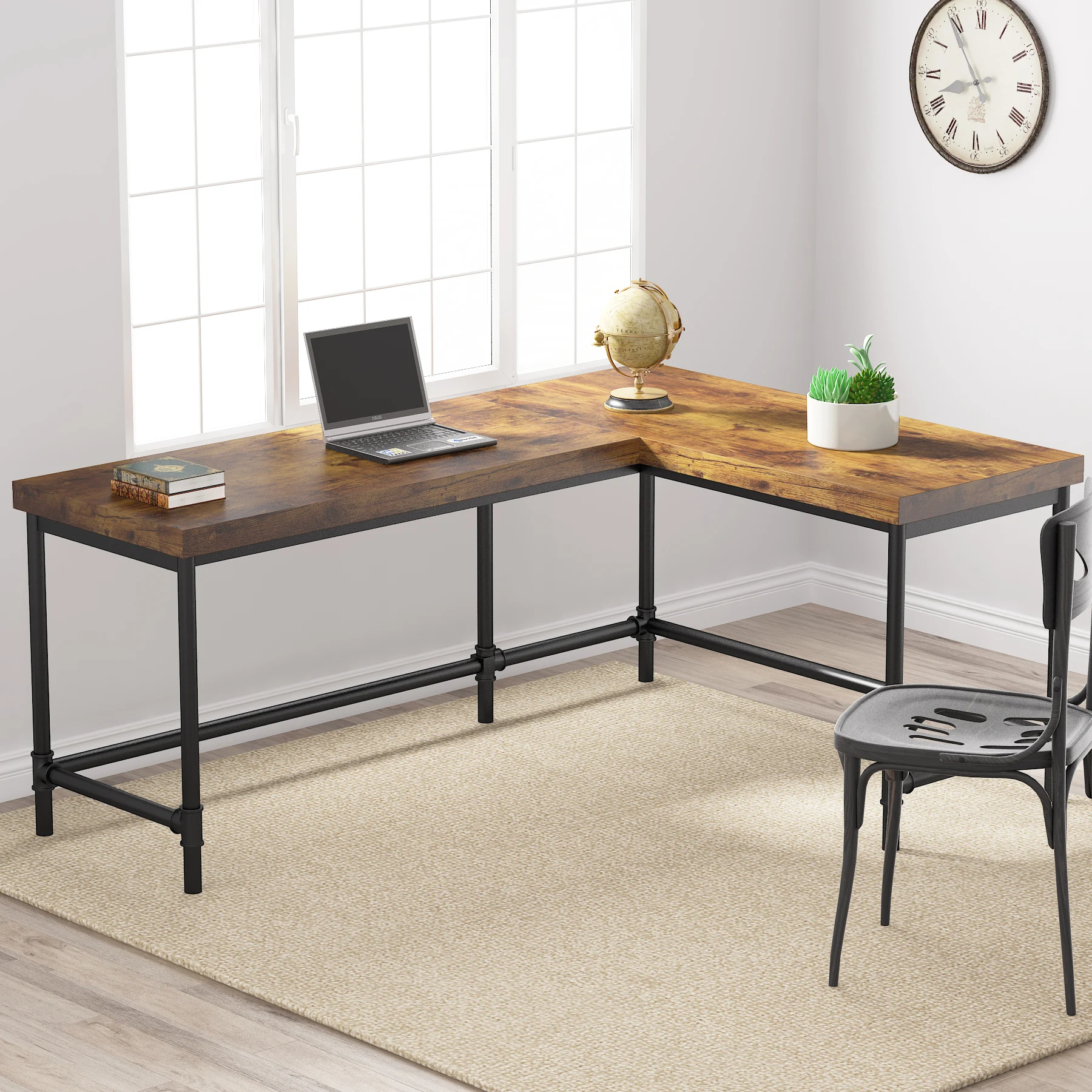 Tribesigns L-Shaped Desk, 67 inch Industrial Reversible Corner Computer Office Desk PC Laptop Study Table Workstation
Tribesigns L-Shaped Desk, 67 inch Industrial Reversible Corner Computer Office Desk PC Laptop Study Table Workstation