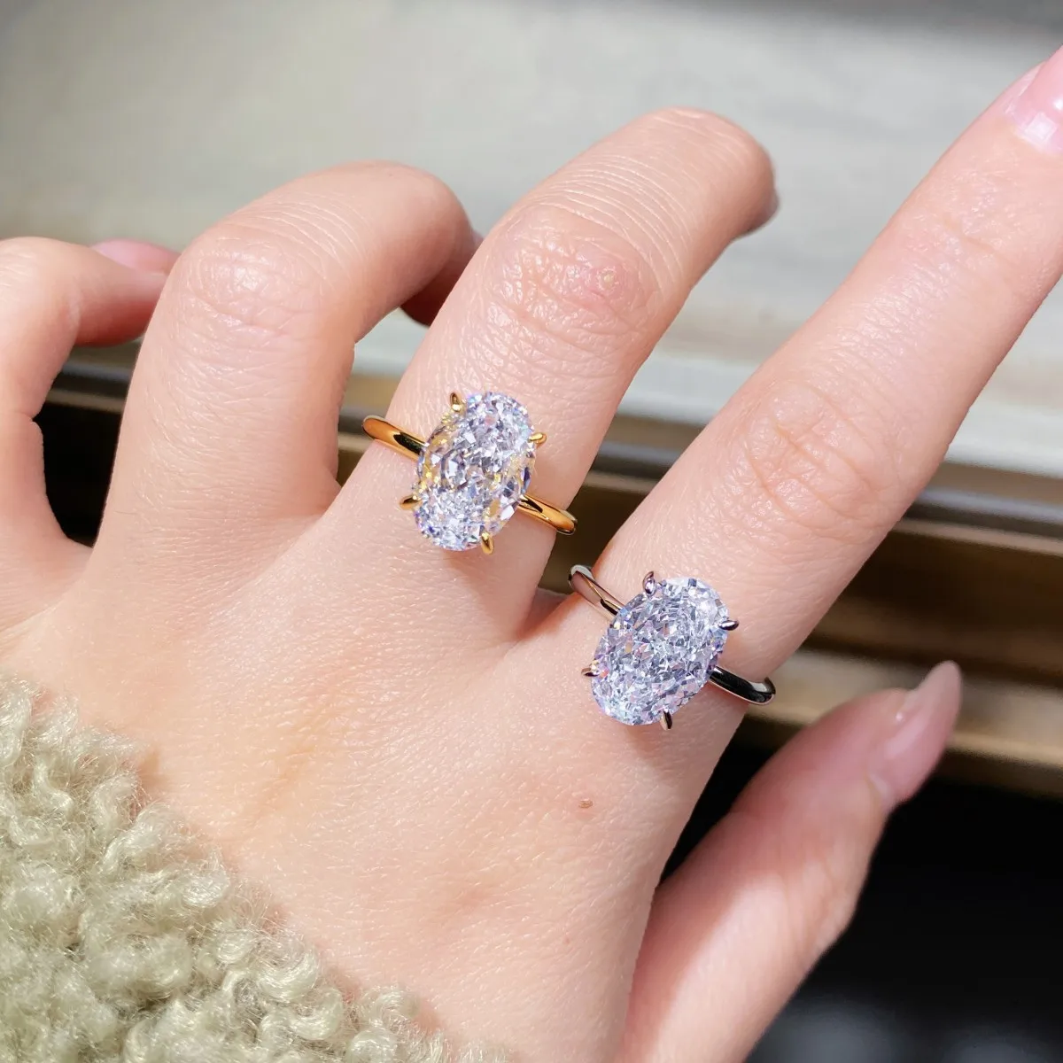 S925 Sterling Silver Ring Pigeon Egg Large Carat Diamond Ring Plated 18K Gold Wedding Ring Proposal Ring
S925 Sterling Silver Ring Pigeon Egg Large Carat Diamond Ring Plated 18K Gold Wedding Ring Proposal Ring