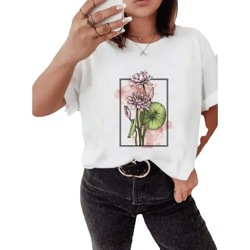 Women's Short-sleeved Fashion Flowers Natural Scenery Print Tops Graphic Tshirts Summer polyester fabric
Women's Short-sleeved Fashion Flowers Natural Scenery Print Tops Graphic Tshirts Summer polyester fabric