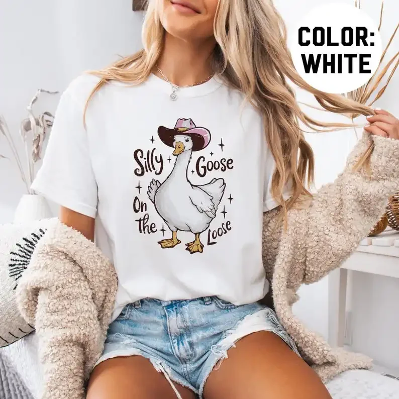 Retro Comfort Silly Goose Tees Silly Goose on The Loose Funny Cowgirl Western Tee Graphic T Shirts 90s Aesthetic Cotton Shirts
Retro Comfort Silly Goose Tees Silly Goose on The Loose Funny Cowgirl Western Tee Graphic T Shirts 90s Aesthetic Cotton Shirts