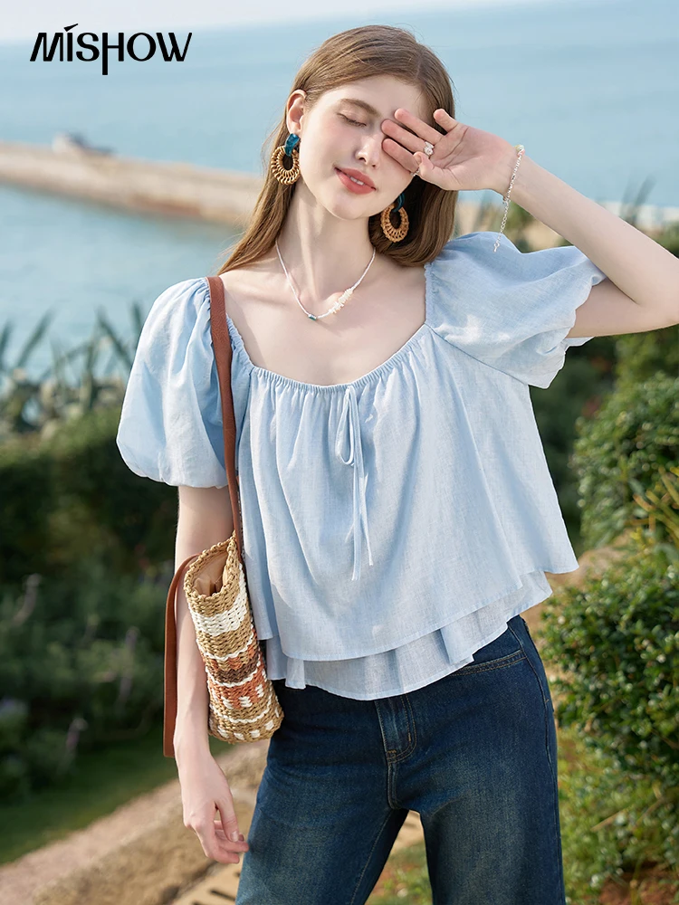 MISHOW French Square Neck Tied Lantern Sleeve Blouses 2024 Summer Double Layered Hem Puff Sleeve Solid Sweet Tops MXD26X1551
MISHOW French Square Neck Tied Lantern Sleeve Blouses 2024 Summer Double Layered Hem Puff Sleeve Solid Sweet Tops MXD26X1551