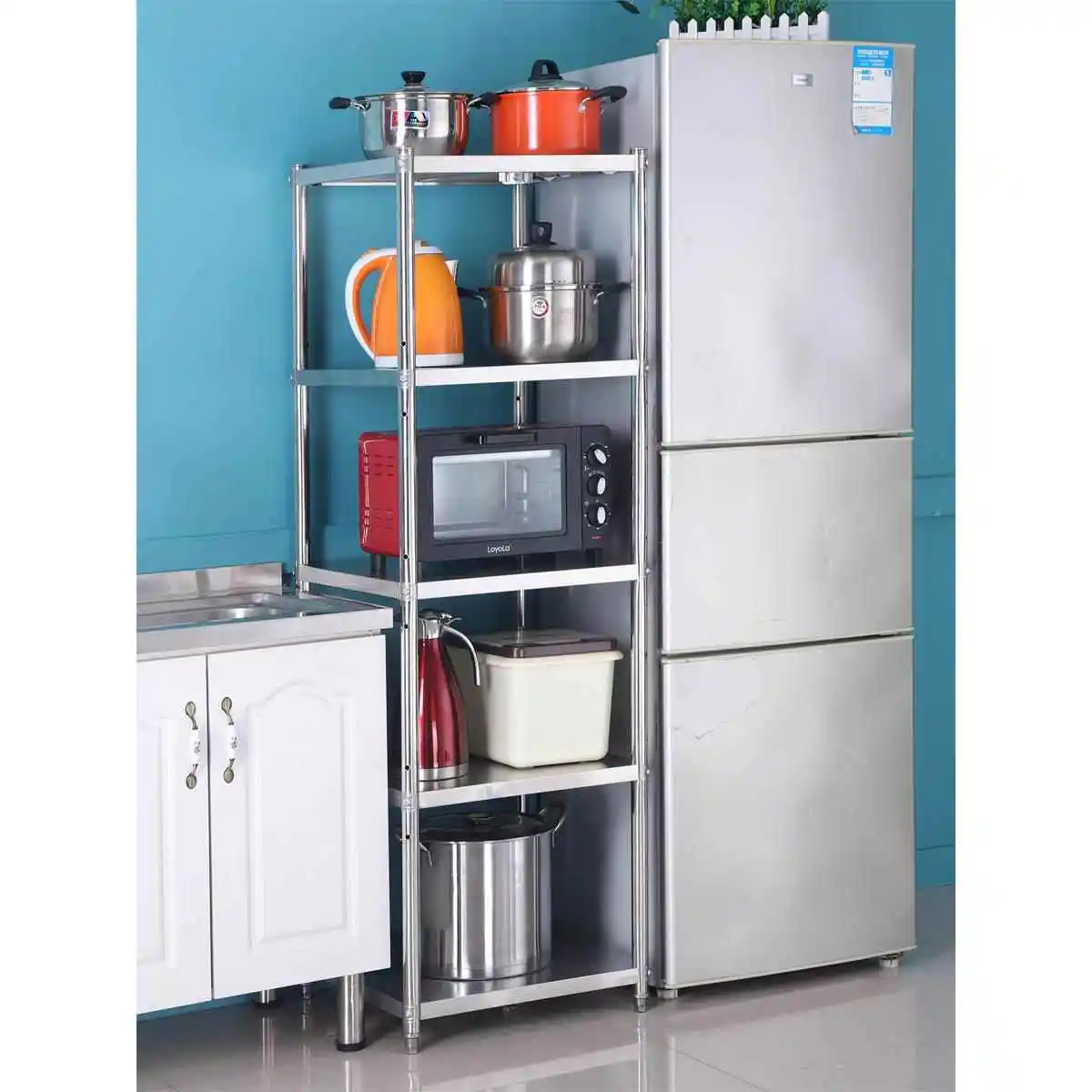 Six-Layer Stainless Steel Kitchen Shelf Floor-standing Multi-layer 40 White Steel Organizer Home Cabinet Pot Rack 50
Six-Layer Stainless Steel Kitchen Shelf Floor-standing Multi-layer 40 White Steel Organizer Home Cabinet Pot Rack 50