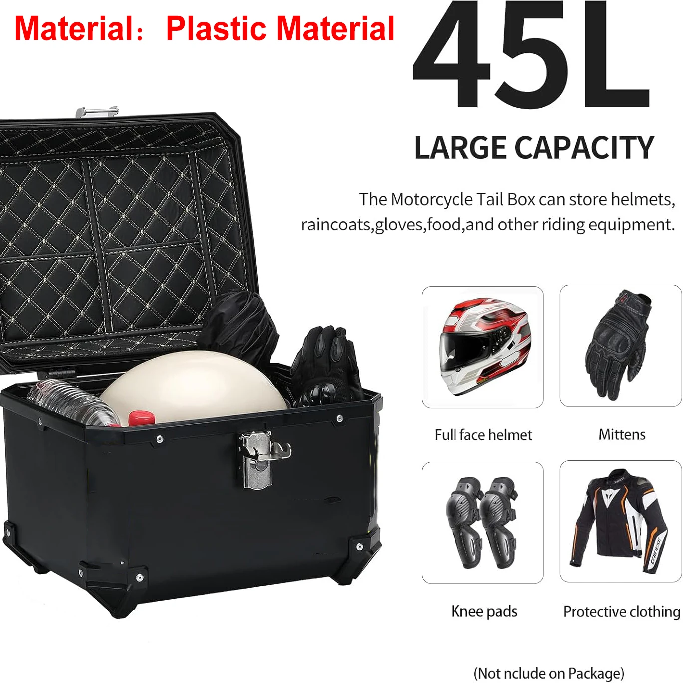 45L 57L Universal plastics Motorcycle Tail Box Top Case Lockable Luggage Top Helmet Waterproof Shock Absorption Storage Carrier
45L 57L Universal plastics Motorcycle Tail Box Top Case Lockable Luggage Top Helmet Waterproof Shock Absorption Storage Carrier