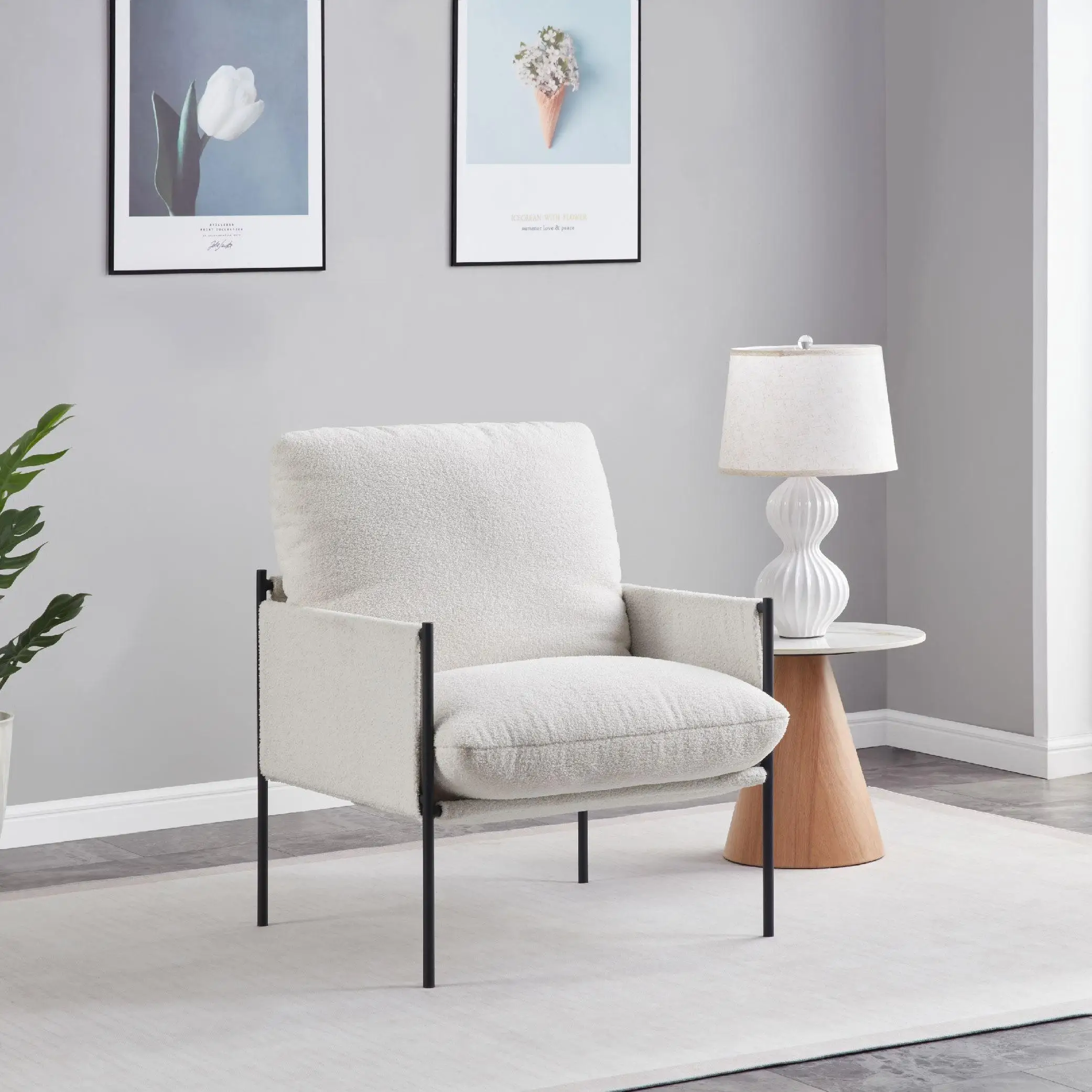 Modern Accent Chair with Removable Cushion and Wood Armrests Comfy Vanity Chair for Living Room Bedroom Small Space White
Modern Accent Chair with Removable Cushion and Wood Armrests Comfy Vanity Chair for Living Room Bedroom Small Space White