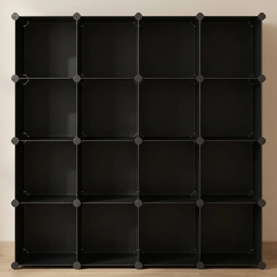 16-Cube Modular Storage Organizer DIY Plastic Closet Storage and Bookshelf Black
16-Cube Modular Storage Organizer DIY Plastic Closet Storage and Bookshelf Black