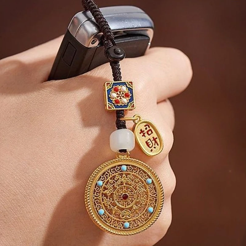 Weaving Rope Brass Wufu Car Keychain Pendant Hollow Out Design Key Rings Car Gadget Exquisite Jewelry Pendant for Lovers 9cm
Weaving Rope Brass Wufu Car Keychain Pendant Hollow Out Design Key Rings Car Gadget Exquisite Jewelry Pendant for Lovers 9cm