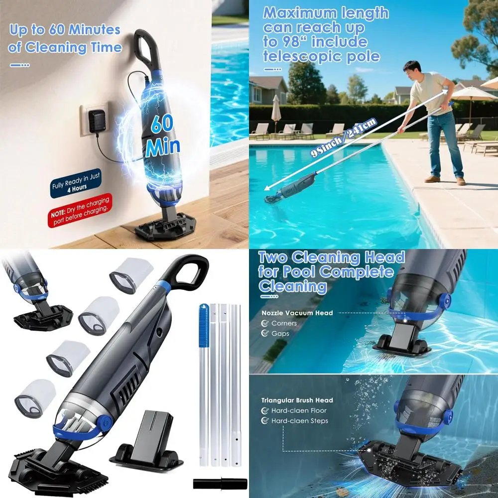 Мощный беспроводной пылесос для бассейна площадью 19 галлонов в минуту с 2 щетками и удлинителем 72, идеально подходит для бассейнов, спа-салонов и гидромассажных ванн.
Мощный беспроводной пылесос для бассейна площадью 19 галлонов в минуту с 2 щетками и удлинителем 72, идеально подходит для бассейнов, спа-салонов и гидромассажных ванн.