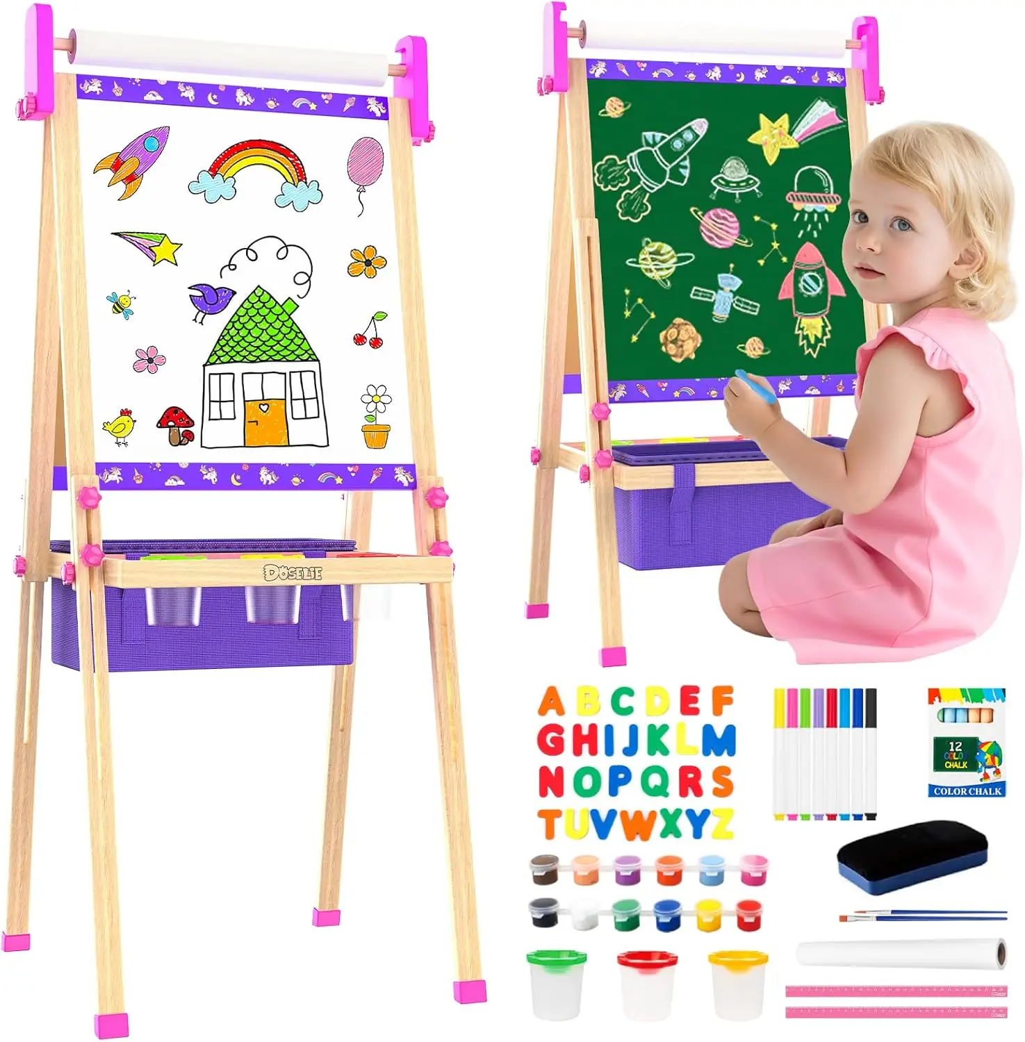 Kids Art Easel with Paper Roll & Supplies, Educational Drawing Board Toy for Ages 4-8, Birthday Gift for Boys and Girls
Kids Art Easel with Paper Roll & Supplies, Educational Drawing Board Toy for Ages 4-8, Birthday Gift for Boys and Girls