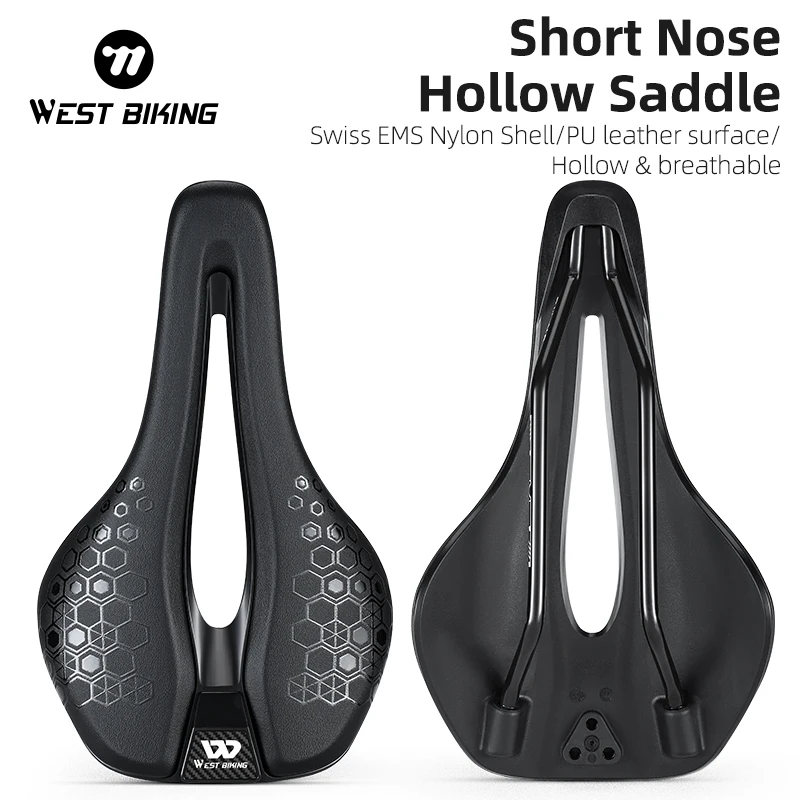 WEST BIKING MTB Road Bike Saddle PU Leather Short Nose Hollow Saddle Breathable Rainproof Cushion Men Racing Cycling Saddle
WEST BIKING MTB Road Bike Saddle PU Leather Short Nose Hollow Saddle Breathable Rainproof Cushion Men Racing Cycling Saddle