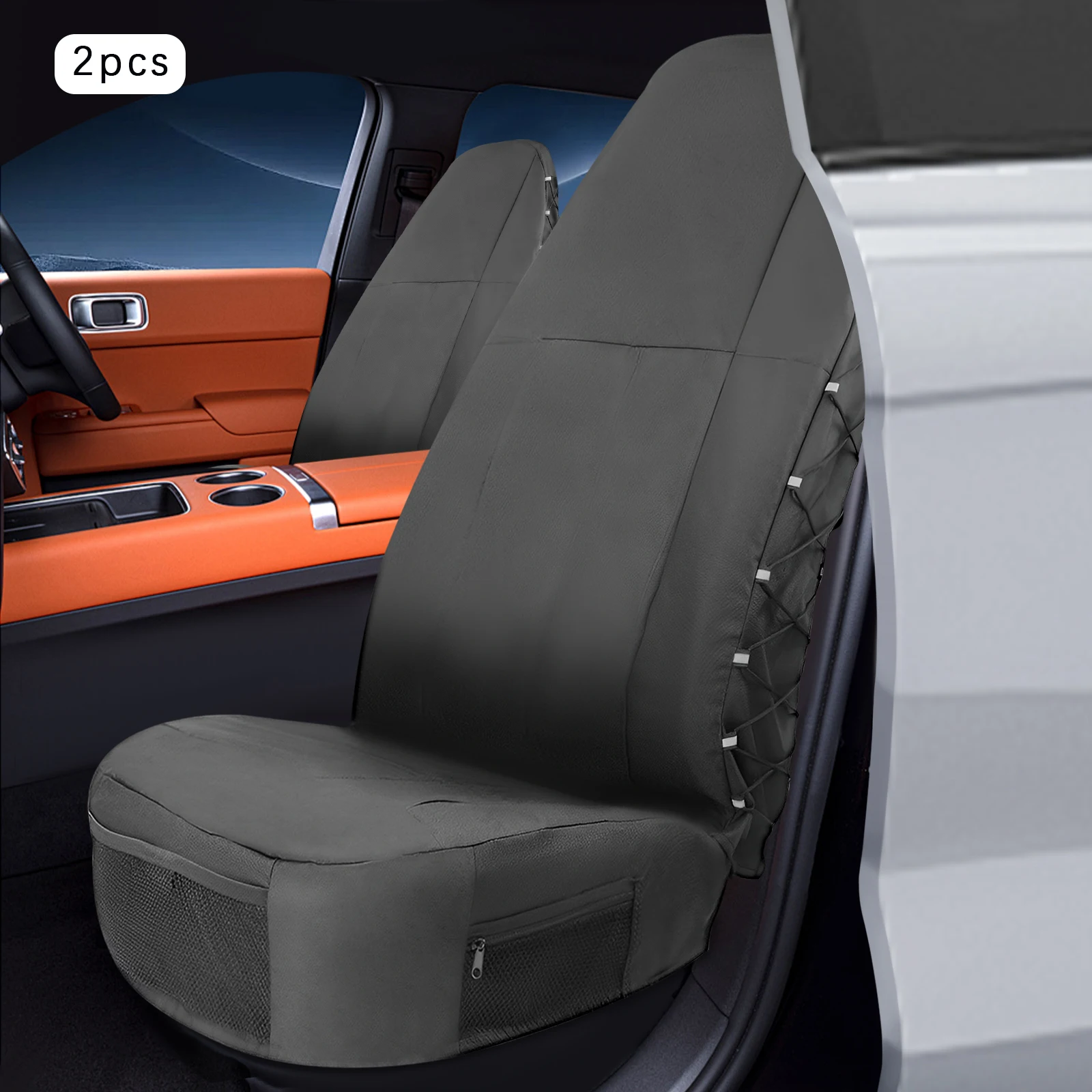 Universal Black Car Seat Covers, 2PCS Premium Front Seat Protectors, 52x49x81cm, Adjustable Side Straps Fits Most Cars, SUVs
Universal Black Car Seat Covers, 2PCS Premium Front Seat Protectors, 52x49x81cm, Adjustable Side Straps Fits Most Cars, SUVs