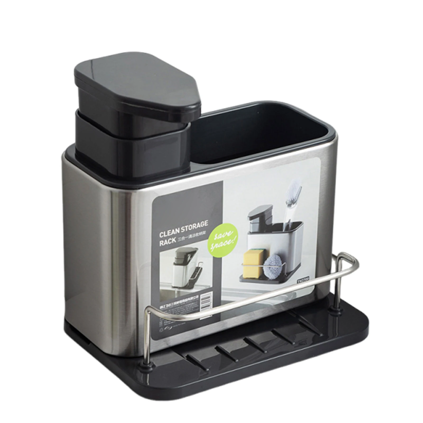 Держатель для губки из нержавеющей стали 3-в-1 с дозатором для мыла и отверстиями для слива, для кухонной раковины
Держатель для губки из нержавеющей стали 3-в-1 с дозатором для мыла и отверстиями для слива, для кухонной раковины