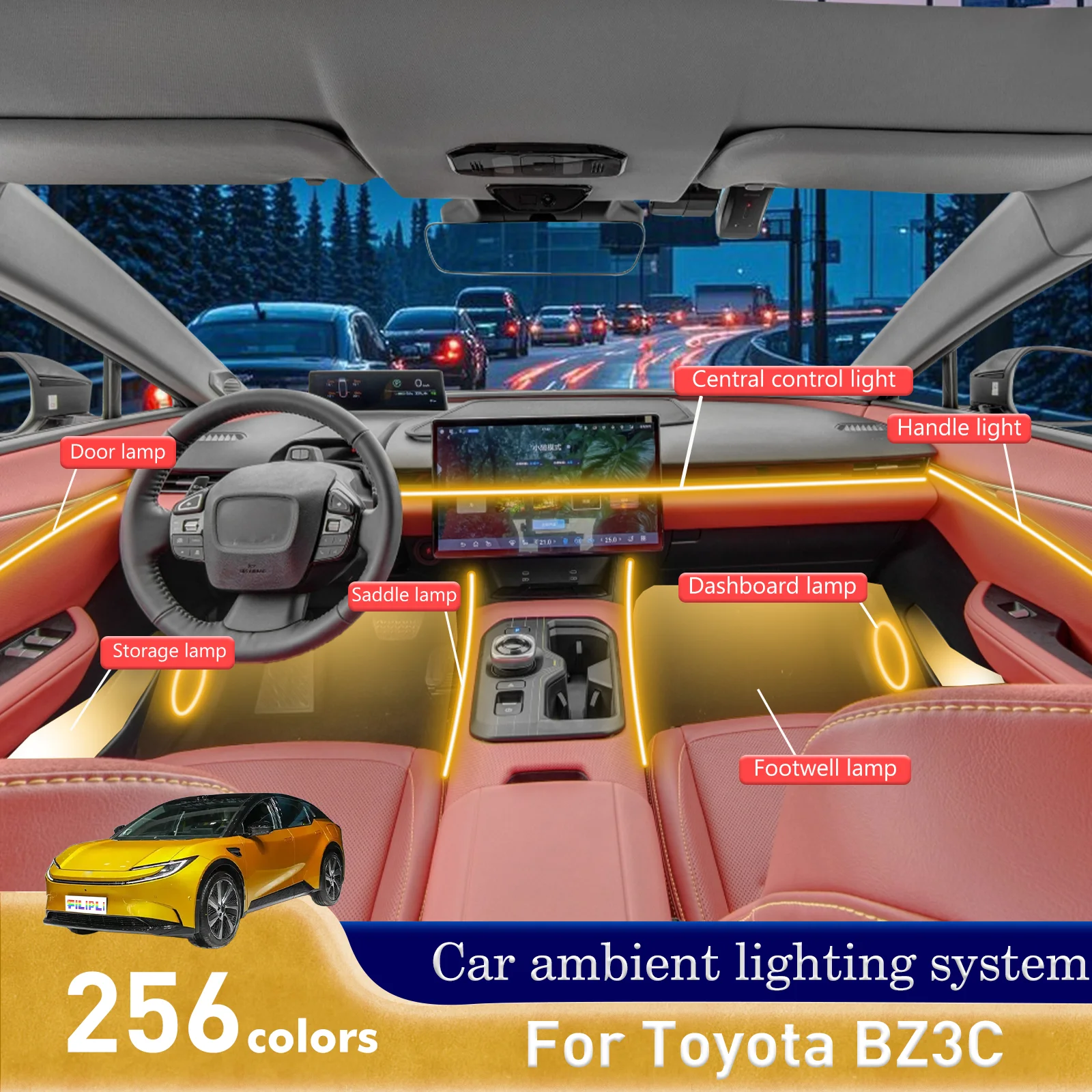 For Toyota BZ3C Car Interior Decorative Ambient Light RGB 64-Color LED Smart Remote Control Energy Saving Efficient Set
For Toyota BZ3C Car Interior Decorative Ambient Light RGB 64-Color LED Smart Remote Control Energy Saving Efficient Set