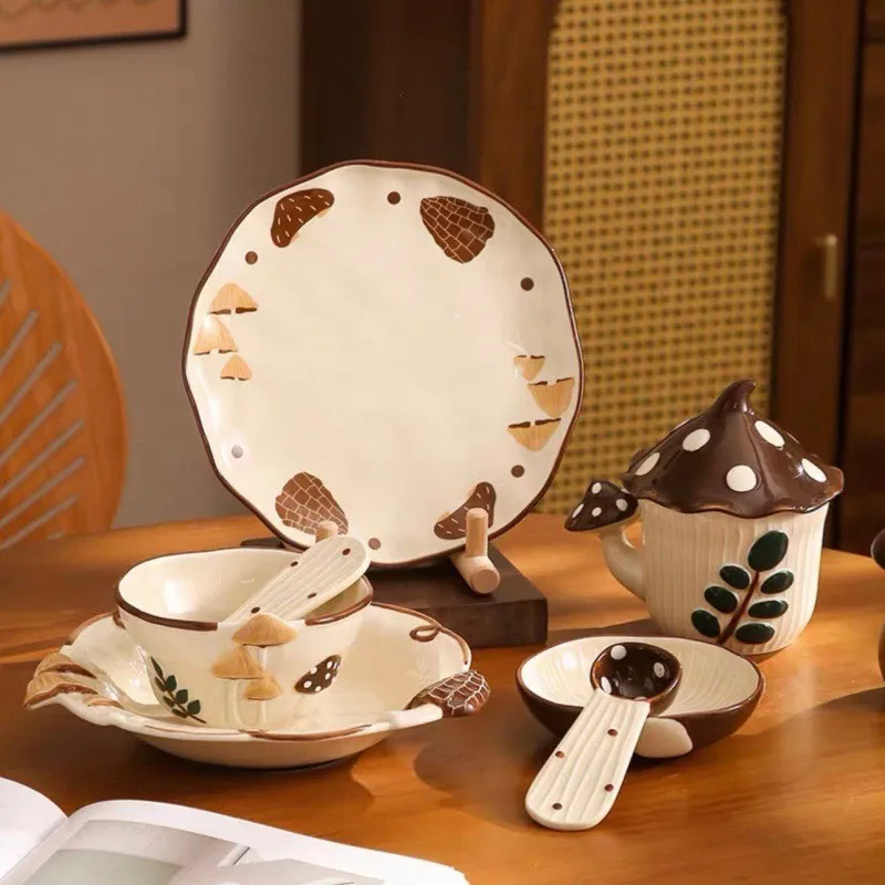 Cute Cartoon Mushroom Ceramic Tableware Set, Fairy Tale Rice Soup Bowls, Dinner Soup Plates & Household Baking Trays
Cute Cartoon Mushroom Ceramic Tableware Set, Fairy Tale Rice Soup Bowls, Dinner Soup Plates & Household Baking Trays