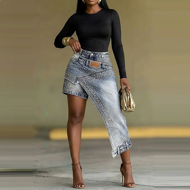 Summer Casual Denim Shorts Women Rhinestone Fashion Jeans Shorts Matching Set
Summer Casual Denim Shorts Women Rhinestone Fashion Jeans Shorts Matching Set