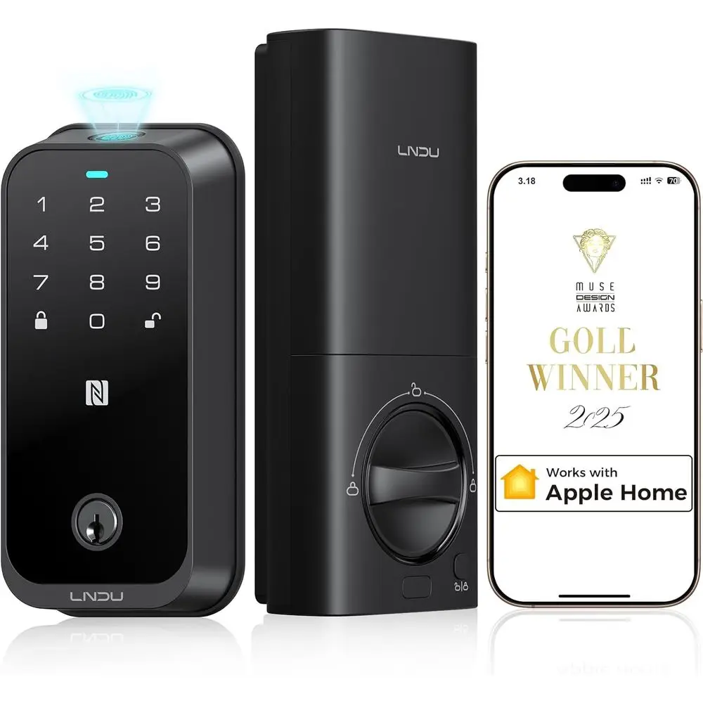 Smart Home Keypad Deadbolt with Fingerprint Entry, Compatible with HomeKit, Auto-Lock, Easy Installation, US Toll-Free Support
Smart Home Keypad Deadbolt with Fingerprint Entry, Compatible with HomeKit, Auto-Lock, Easy Installation, US Toll-Free Support