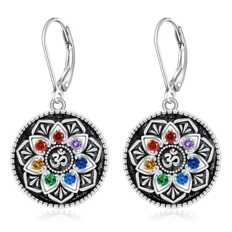 Chakra Earrings for Women Lotus Flower Mandala Earrings Sterling Silver 7 Chakra Gifts Dangle Drop Leverback Om Symbol Yoga Jew
Chakra Earrings for Women Lotus Flower Mandala Earrings Sterling Silver 7 Chakra Gifts Dangle Drop Leverback Om Symbol Yoga Jew