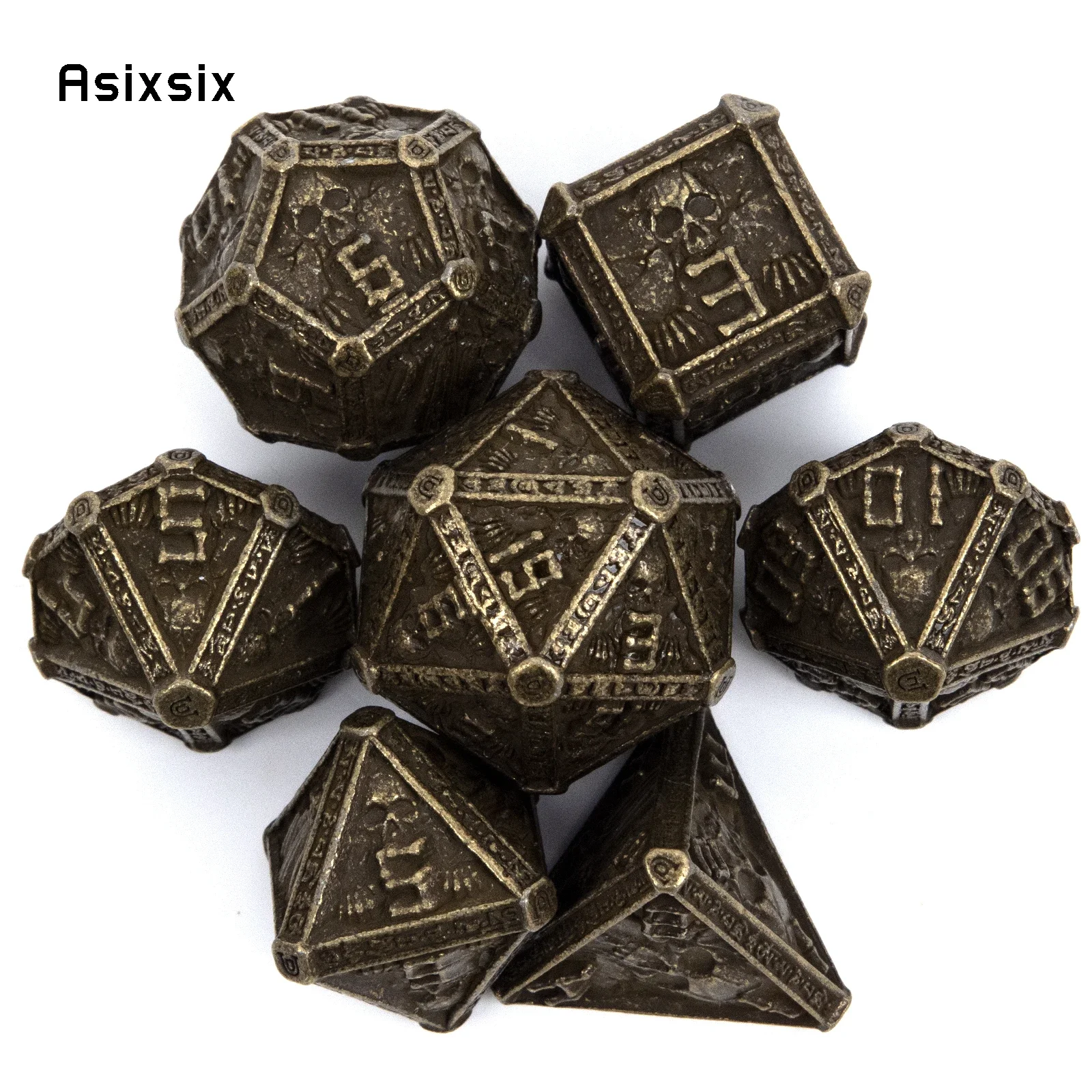 7 Pcs Bronze Black Skull Metal Dice Solid Metal Polyhedral Dice Set Suitable For Role-Playing RPG Gift Card Game
7 Pcs Bronze Black Skull Metal Dice Solid Metal Polyhedral Dice Set Suitable For Role-Playing RPG Gift Card Game