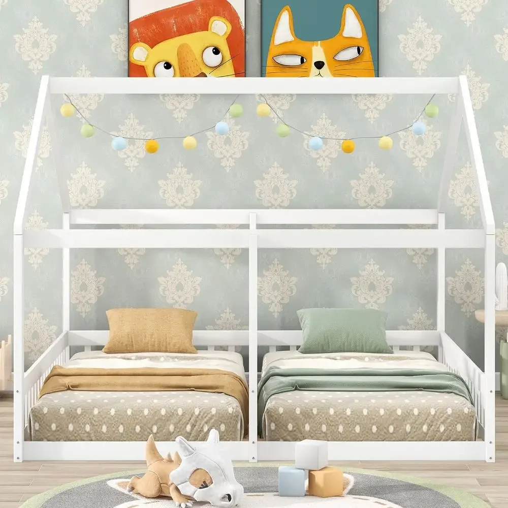 Double Twin Wood Platform Bed with Slats for 2 Kids, No Box Spring Needed, White
Double Twin Wood Platform Bed with Slats for 2 Kids, No Box Spring Needed, White