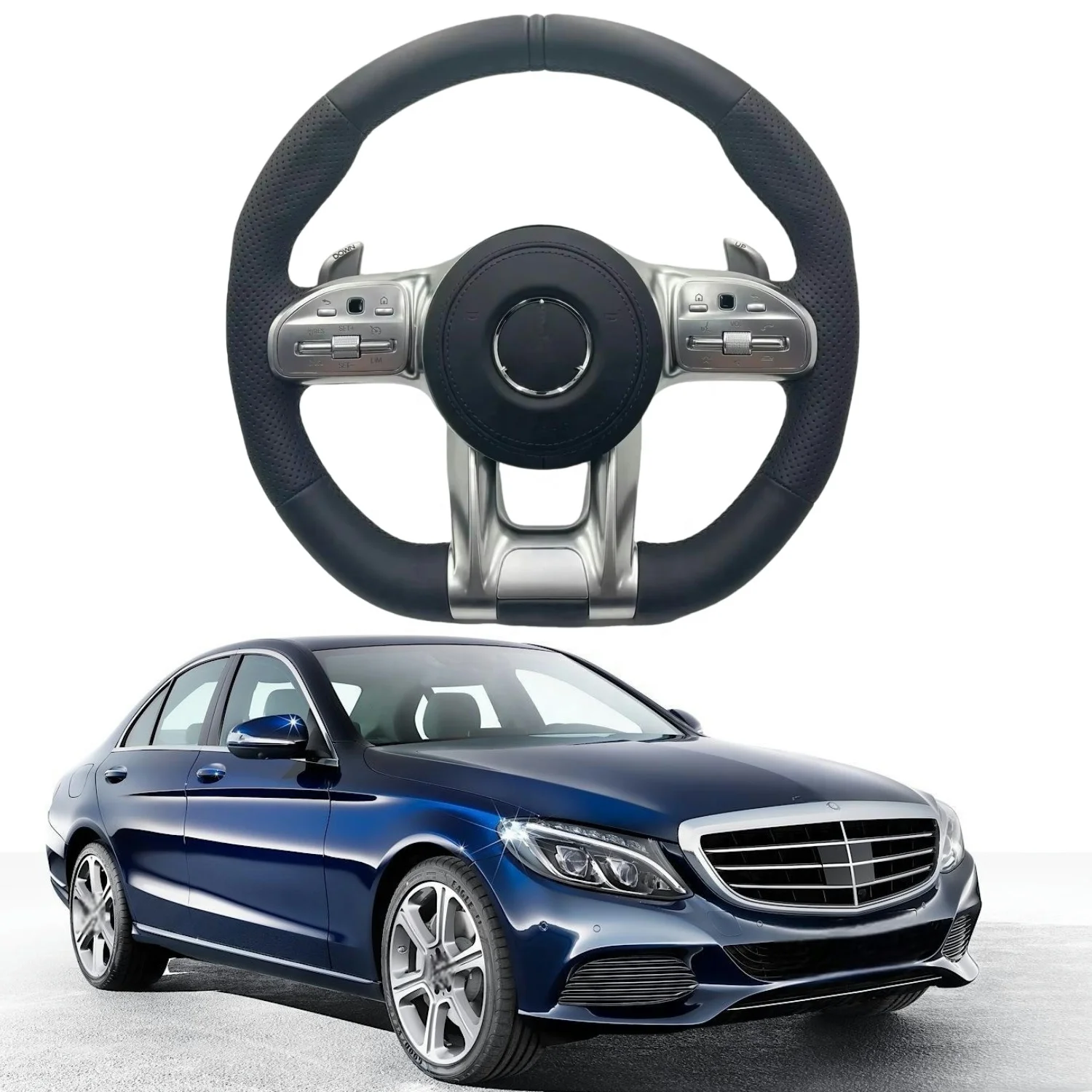 AMG W204 W205 W212 Обновленный руль 2012 г. Перфорированный кожаный руль Автомобильные аксессуары по индивидуальному заказу Автозапчасти для Benz
AMG W204 W205 W212 Обновленный руль 2012 г. Перфорированный кожаный руль Автомобильные аксессуары по индивидуальному заказу Автозапчасти для Benz