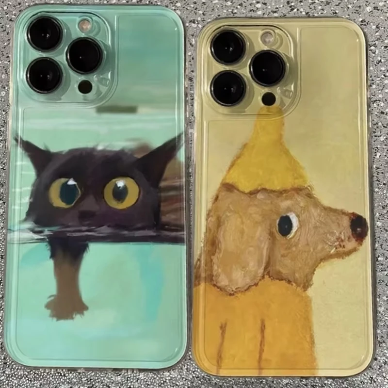 Oil Painting Black Cat Yellow Dog Phone Case for iPhone 17 16 15 14 13 Pro Max Mini PLUS XR SE Soft Silicone Shockproof Cover
Oil Painting Black Cat Yellow Dog Phone Case for iPhone 17 16 15 14 13 Pro Max Mini PLUS XR SE Soft Silicone Shockproof Cover