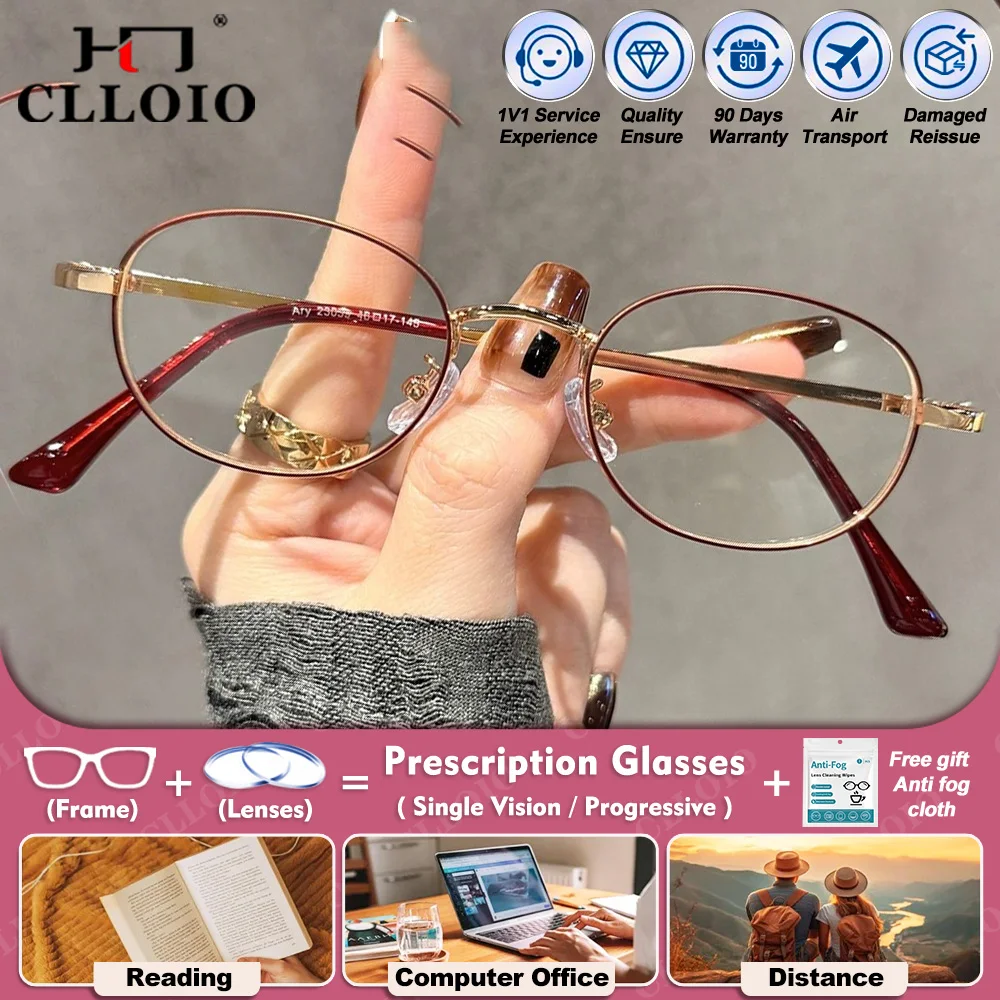 CLLOIO High Quality Luxury Oval Frame Myopia Prescription Reading Glasses Women Small Frame Anti Blue Ray Progressive Eyeglasses
CLLOIO High Quality Luxury Oval Frame Myopia Prescription Reading Glasses Women Small Frame Anti Blue Ray Progressive Eyeglasses
