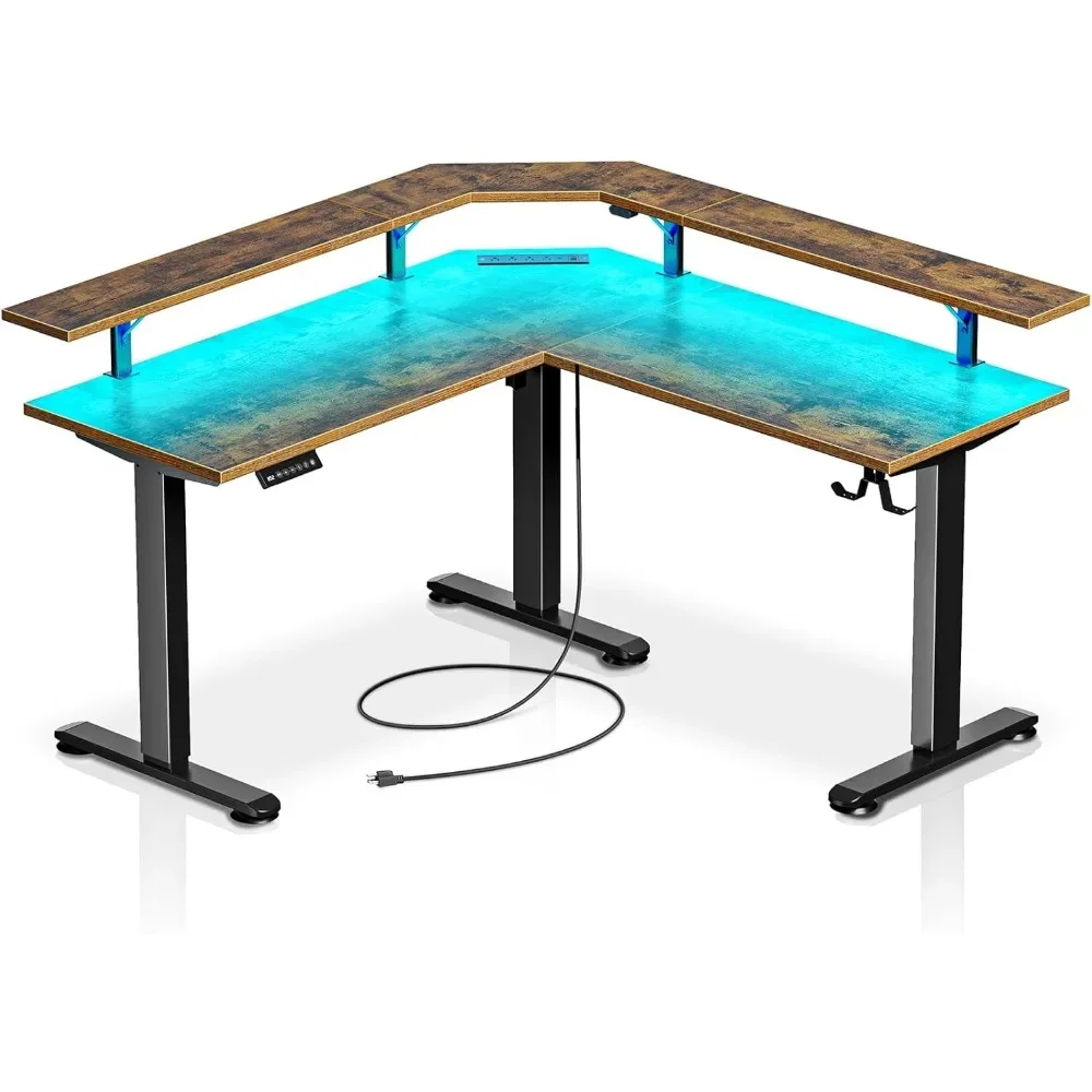 Standing Desk L Shaped with LED Light and Power Outlet, Electric Height Adjustable Desk with Monitor Stand, Sit Stand Up Desk
Standing Desk L Shaped with LED Light and Power Outlet, Electric Height Adjustable Desk with Monitor Stand, Sit Stand Up Desk