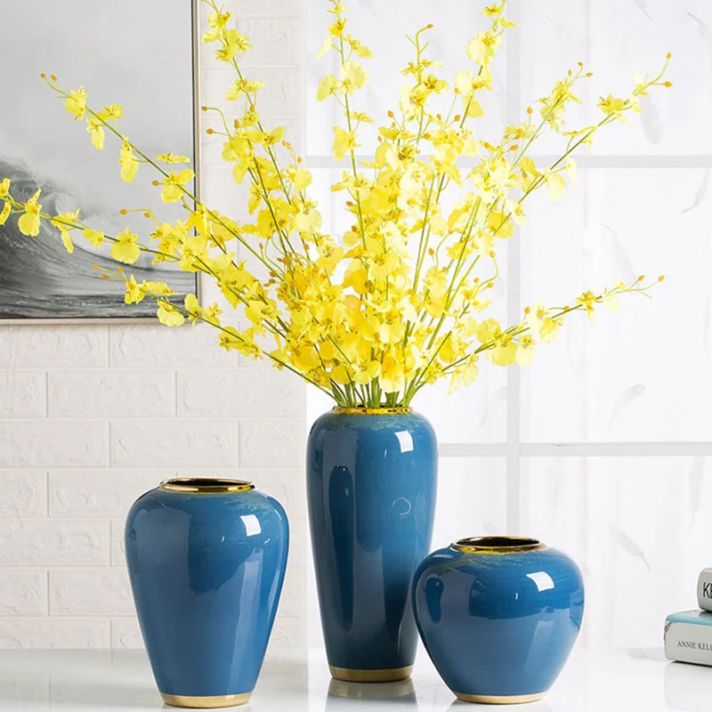 Simple gold-plated vase, Nordic light luxury living room flower arrangement three-piece set TV cabinet decoration Jingdezhen
Simple gold-plated vase, Nordic light luxury living room flower arrangement three-piece set TV cabinet decoration Jingdezhen