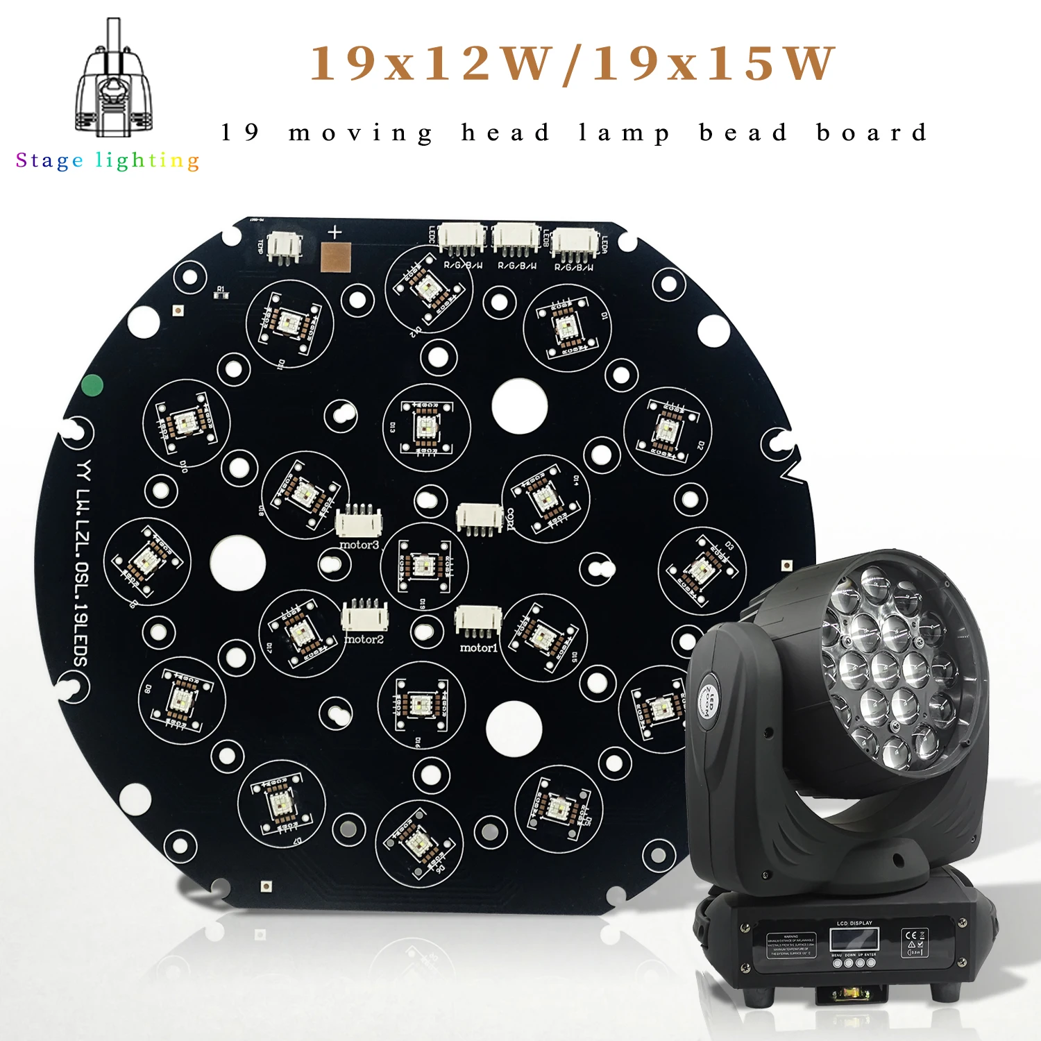 Professional Moving Head Light 19x12w 19x15w RGBW Wash/Zoom DMX512 LED Board for 19x12w 19x15w Zoom Moving Head Light
Professional Moving Head Light 19x12w 19x15w RGBW Wash/Zoom DMX512 LED Board for 19x12w 19x15w Zoom Moving Head Light