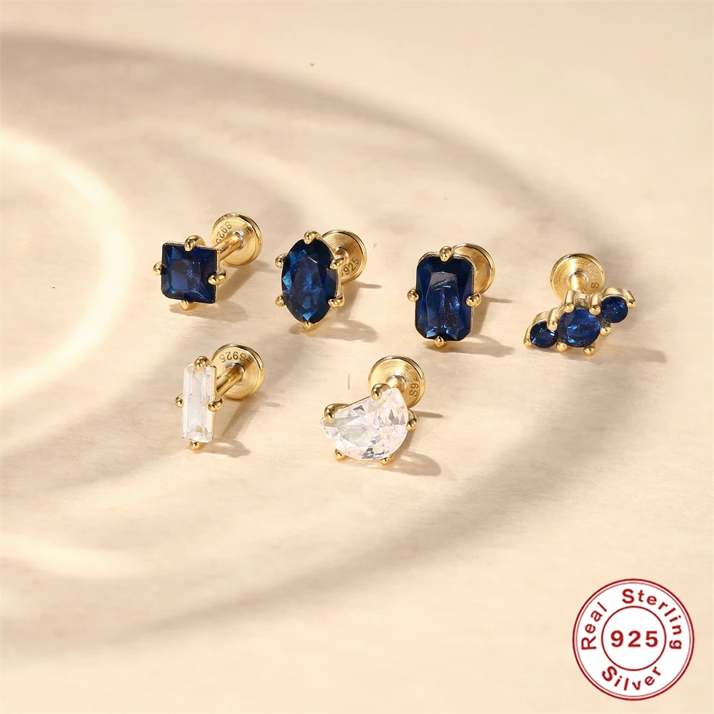 AIDE Plata Real 925 Sterling Silver Dark Blue Color Zircon Piercing Earring For Women Flat Head Ear Studs Pendientes Jewelry 1pc
AIDE Plata Real 925 Sterling Silver Dark Blue Color Zircon Piercing Earring For Women Flat Head Ear Studs Pendientes Jewelry 1pc