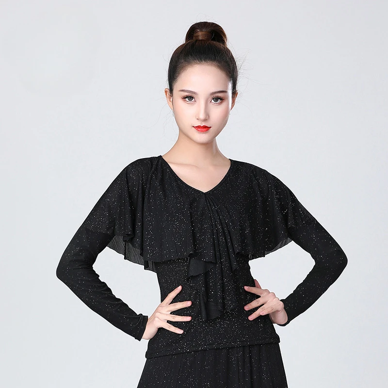 Long sleeved Latin dance top practice suit V-neck lotus leaf sleeve national standard social dance top
Long sleeved Latin dance top practice suit V-neck lotus leaf sleeve national standard social dance top