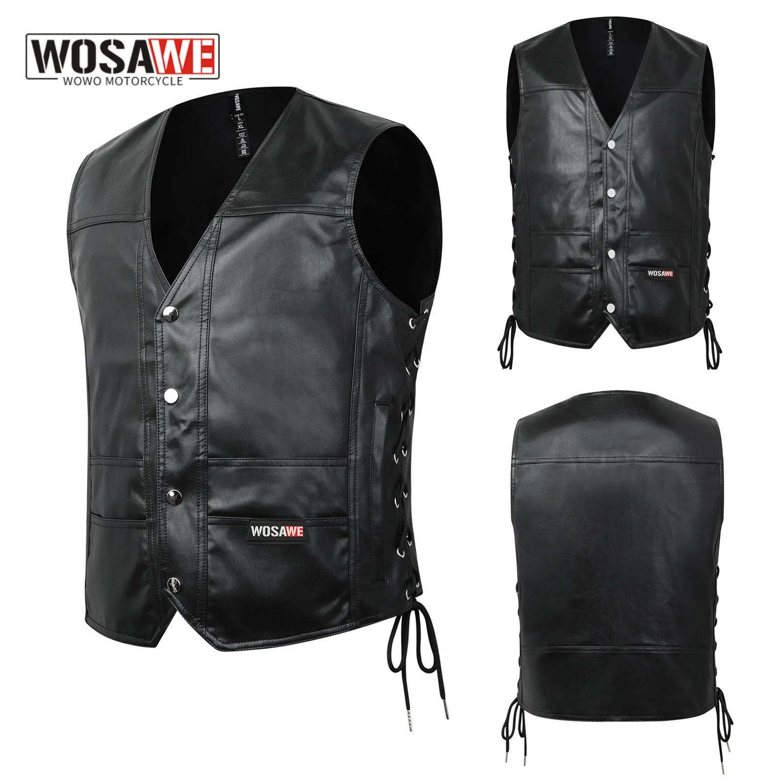 WOSAWE Spring Motorcycle Biker Vest Men's Faux Leather Waistcoat Buttons Casual Vests Sleeveless Jackets Manle Waistcoat
WOSAWE Spring Motorcycle Biker Vest Men's Faux Leather Waistcoat Buttons Casual Vests Sleeveless Jackets Manle Waistcoat 