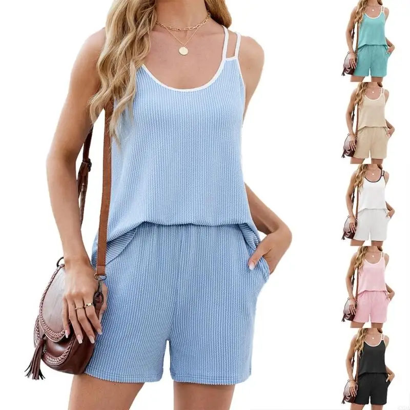 Women's two-piece camisole pajama set, ribbed knit pajamas, vest and shorts set, lingerie pajama. 6XDA
Women's two-piece camisole pajama set, ribbed knit pajamas, vest and shorts set, lingerie pajama. 6XDA