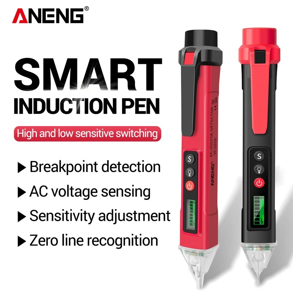 ANENG VC1010 Smart Digital Voltage Tester Pen HD LCD Display Non-Contact Induction 12-1000V Current Sensor Find Breakpoint Pen
ANENG VC1010 Smart Digital Voltage Tester Pen HD LCD Display Non-Contact Induction 12-1000V Current Sensor Find Breakpoint Pen