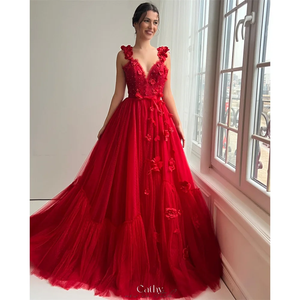 Cathy Customized Rose Red Floral Strap With Pearls Prom Dress 3D Flowers vestidos de noiva A-line Floor-length Evening Dresses
Cathy Customized Rose Red Floral Strap With Pearls Prom Dress 3D Flowers vestidos de noiva A-line Floor-length Evening Dresses