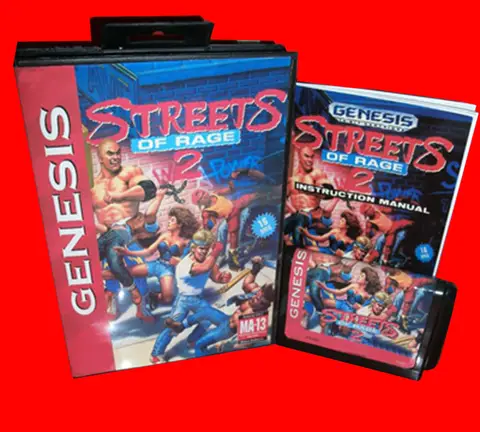 Streets of Rage 2 with Box and Manual Cartridge for 16 bit Sega MD game card Megadrive Genesis system