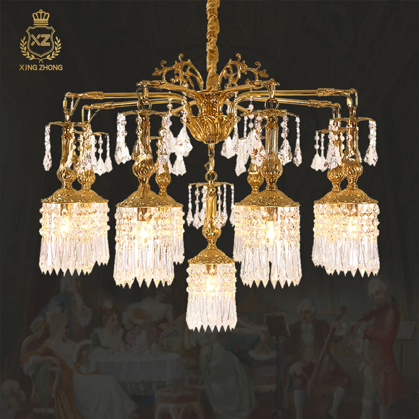 European Baroque Luxury Crystal Tassel Living Room Duplex Chandelier Dining Room Hotel Banquet Hall Classic Copper Pendant Lamp
European Baroque Luxury Crystal Tassel Living Room Duplex Chandelier Dining Room Hotel Banquet Hall Classic Copper Pendant Lamp