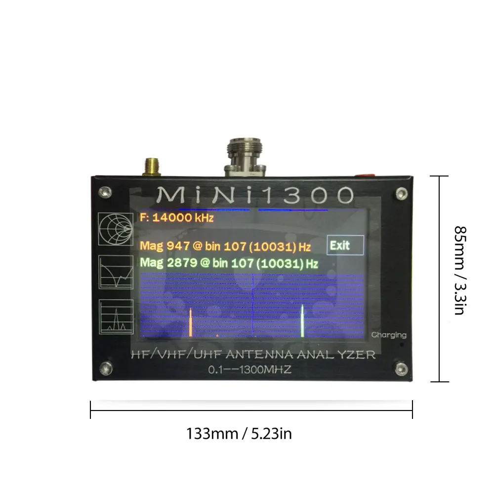 NEW TZT Mini1300 0.1-1300MHz for Test Instrument HF/VHF/UHF Antenna Analyzer with 4.3\" Touch Screen and Aluminum Alloy Shell
NEW TZT Mini1300 0.1-1300MHz for Test Instrument HF/VHF/UHF Antenna Analyzer with 4.3\" Touch Screen and Aluminum Alloy Shell