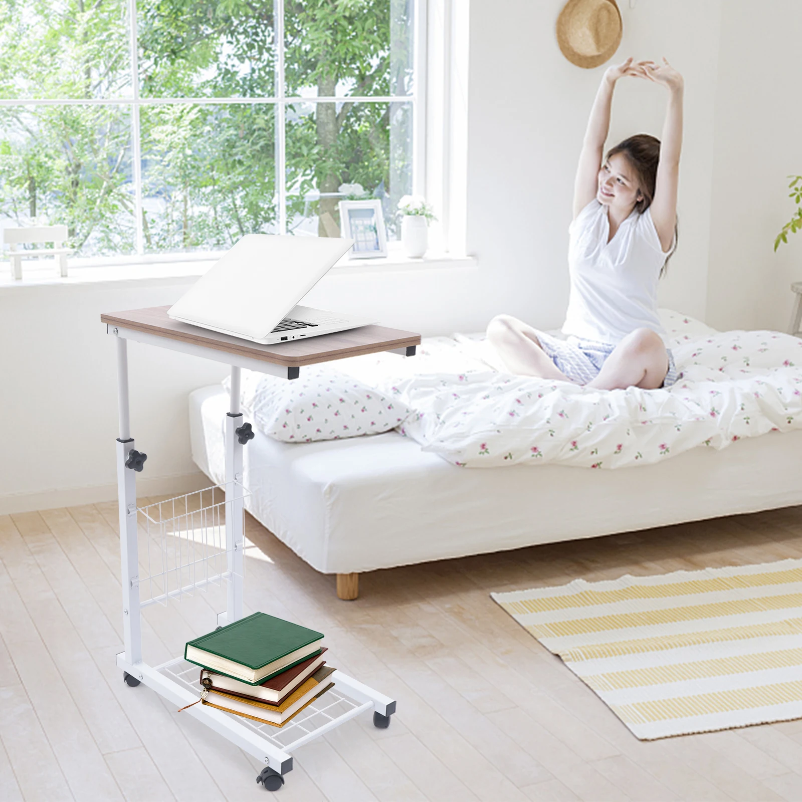 Mobile Sofa Side Table, Height Adjustable Rolling Table, Notebook Tablet Coffee Tray Portable Snack Table for Home, Offices
Mobile Sofa Side Table, Height Adjustable Rolling Table, Notebook Tablet Coffee Tray Portable Snack Table for Home, Offices