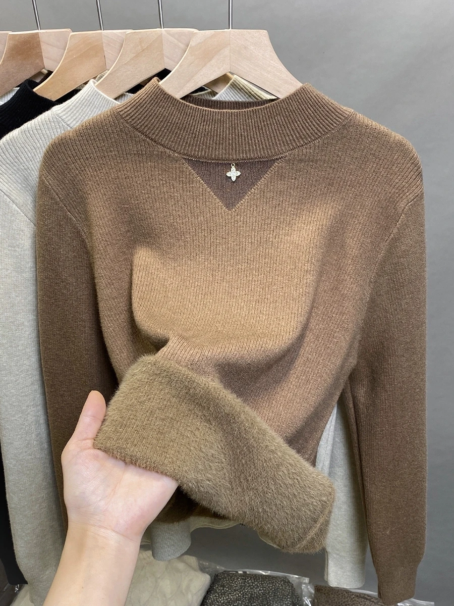 One-piece Fleece Semi-turtleneck Sweater Women's Fleece Thickened Bottoming Sweater Knitted Sweater with Inner Top Tide
One-piece Fleece Semi-turtleneck Sweater Women's Fleece Thickened Bottoming Sweater Knitted Sweater with Inner Top Tide