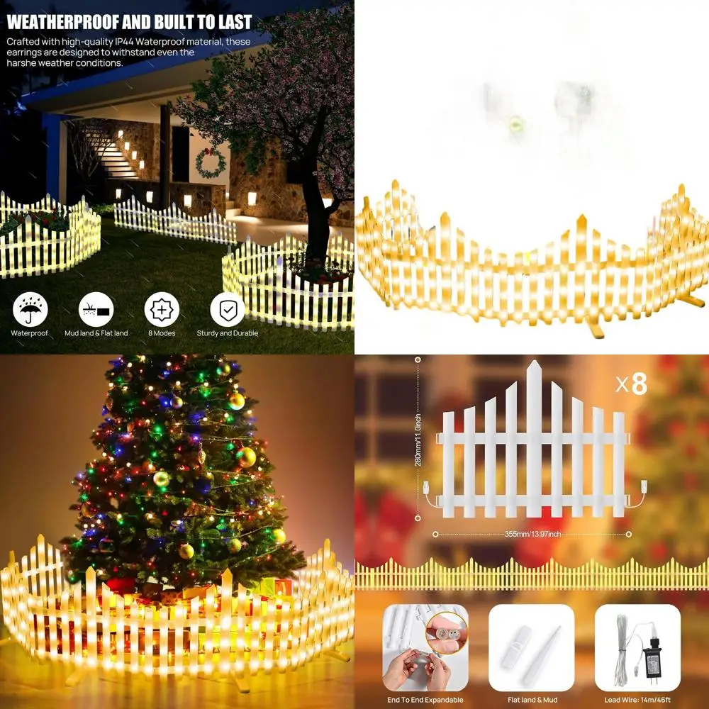 Рождественские огни для картинкового забора из 8 предметов для внутреннего и наружного праздничного декора с 8 режимами освещения
Рождественские огни для картинкового забора из 8 предметов для внутреннего и наружного праздничного декора с 8 режимами освещения