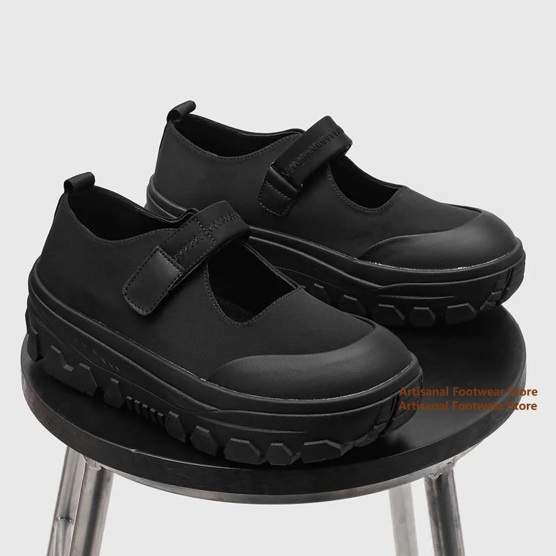 Black Chunky Platform Men's Shoes Thick-Soled Casual Sneakers Gothic Style Ankle Strap Flats Height Increasing Men's Shoes
Black Chunky Platform Men's Shoes Thick-Soled Casual Sneakers Gothic Style Ankle Strap Flats Height Increasing Men's Shoes