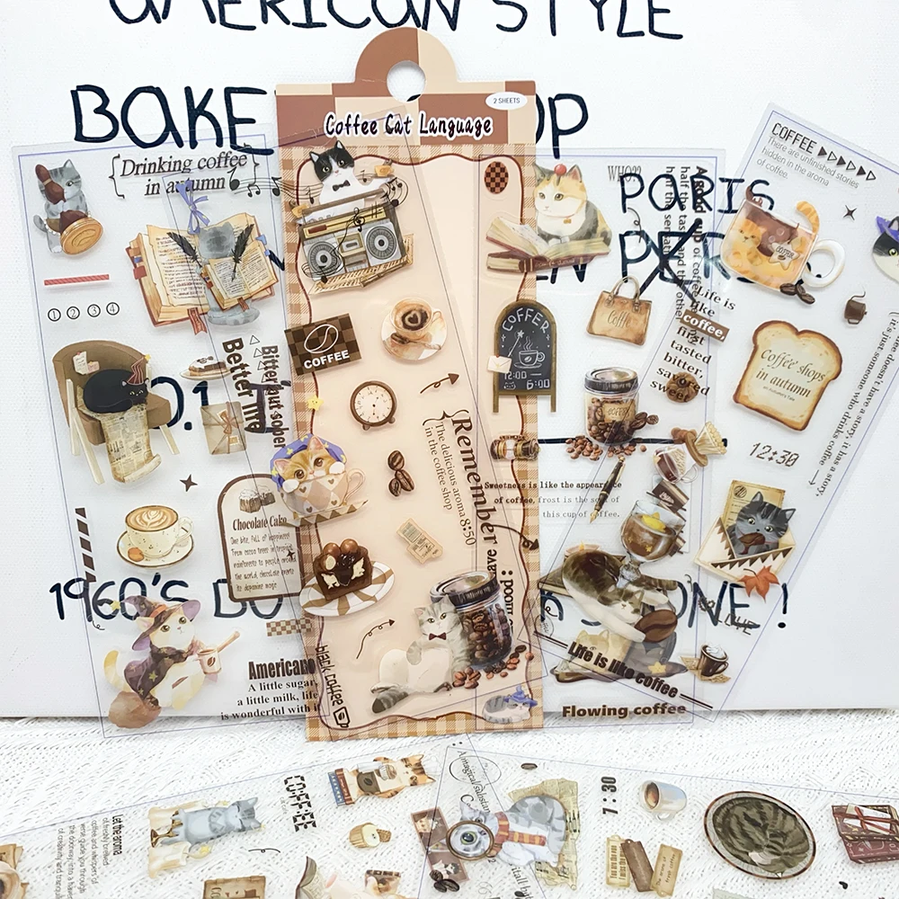 6pcs Coffee Cat Language Transparent PET Stickers Decals For Phone Laptop Luggage Refrigerator Scrapbook DIY Aesthetic Stickers
6pcs Coffee Cat Language Transparent PET Stickers Decals For Phone Laptop Luggage Refrigerator Scrapbook DIY Aesthetic Stickers