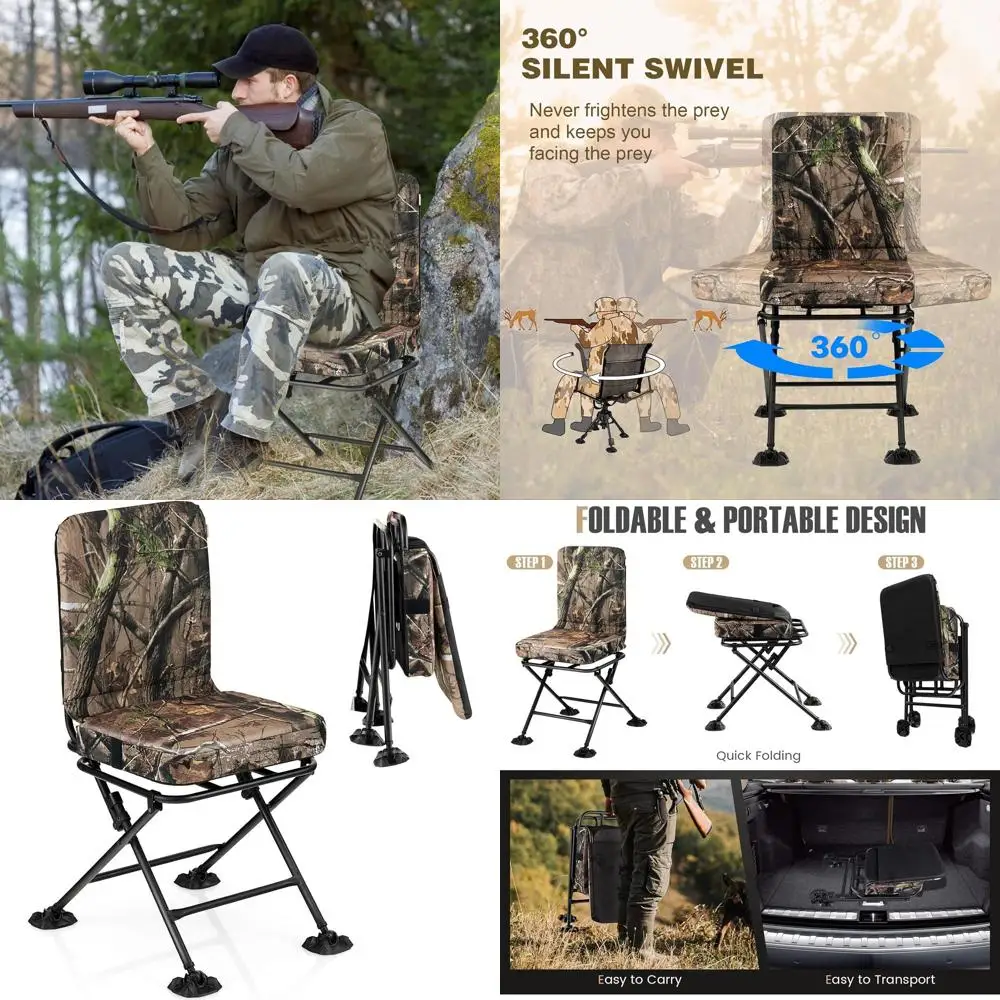 Folding Hunting Chair, 360° Swivel Hunting Blind Chair with Padded Cushion, Camouflage Hunting Chairs for Blinds, Ground Blind C
Folding Hunting Chair, 360° Swivel Hunting Blind Chair with Padded Cushion, Camouflage Hunting Chairs for Blinds, Ground Blind C