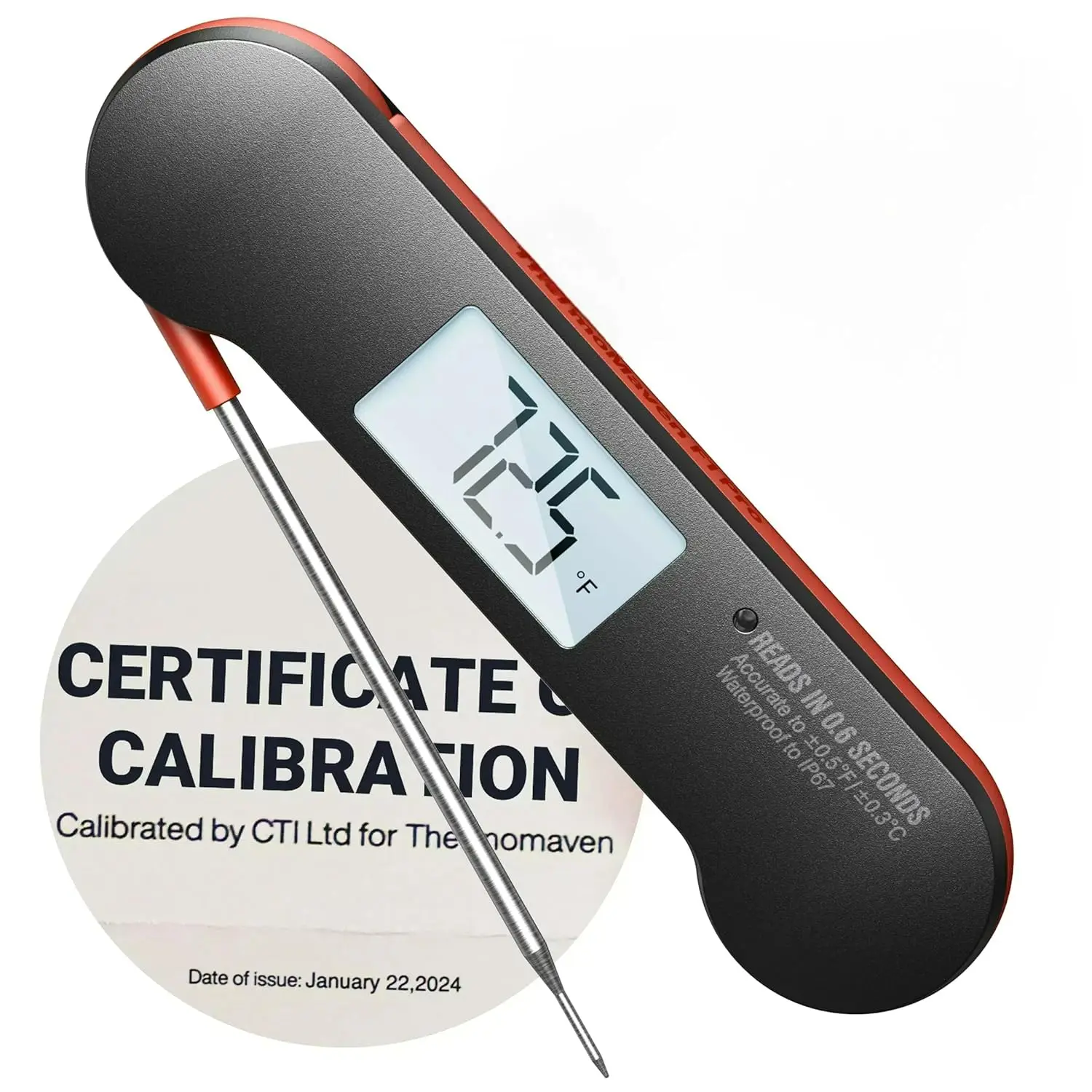 Digital Meat Thermometer, 0.6s Instant Read, ±0.5℉ NIST Certified, IP67 Waterproof, Bright Backlit for Grill, BBQ, Smoker
Digital Meat Thermometer, 0.6s Instant Read, ±0.5℉ NIST Certified, IP67 Waterproof, Bright Backlit for Grill, BBQ, Smoker