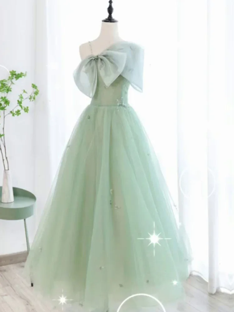Green Big Bow Tulle Suspender Evening Dress Women Appliques Zipper A-line Prom Gown Exquisite Sweet Quinceanera Dresses
Green Big Bow Tulle Suspender Evening Dress Women Appliques Zipper A-line Prom Gown Exquisite Sweet Quinceanera Dresses