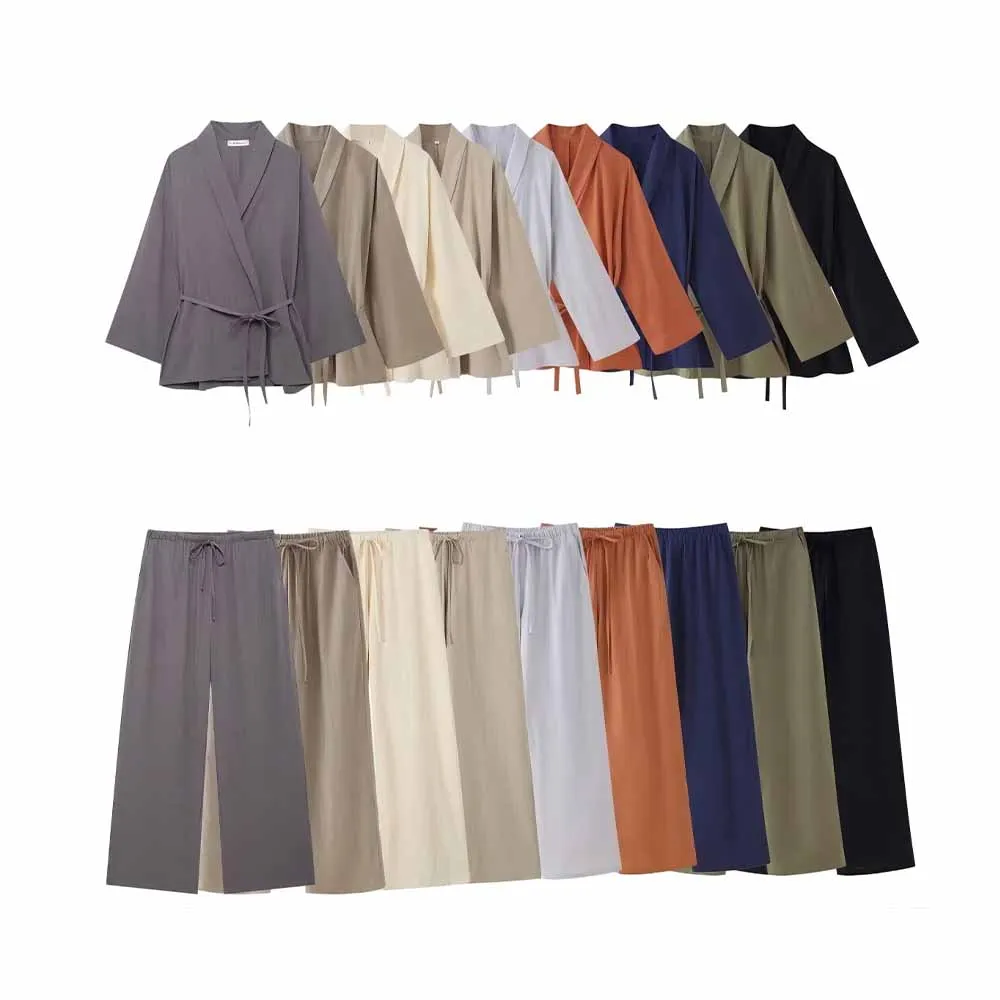 Women's new fashion lace up decoration loose V Neck kimono style top retro long sleeved women's shirt top+Pants Women's suit
Women's new fashion lace up decoration loose V Neck kimono style top retro long sleeved women's shirt top+Pants Women's suit