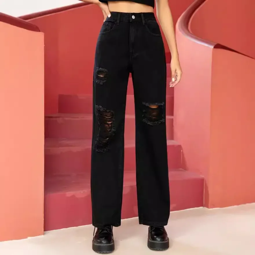 Mid Waist Ripped Jean Ankle Length Straight Denim Washed Pants Women Hole Distressed Jeans Loose Solid Pockets Moto Biker
Mid Waist Ripped Jean Ankle Length Straight Denim Washed Pants Women Hole Distressed Jeans Loose Solid Pockets Moto Biker