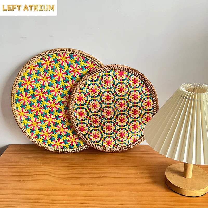 HeMu Handwoven Colorful Rattan Placemats, Round Woven Table Mats for Dining Table, Boho Kitchen Decor & Heat Resistant Trivets
HeMu Handwoven Colorful Rattan Placemats, Round Woven Table Mats for Dining Table, Boho Kitchen Decor & Heat Resistant Trivets