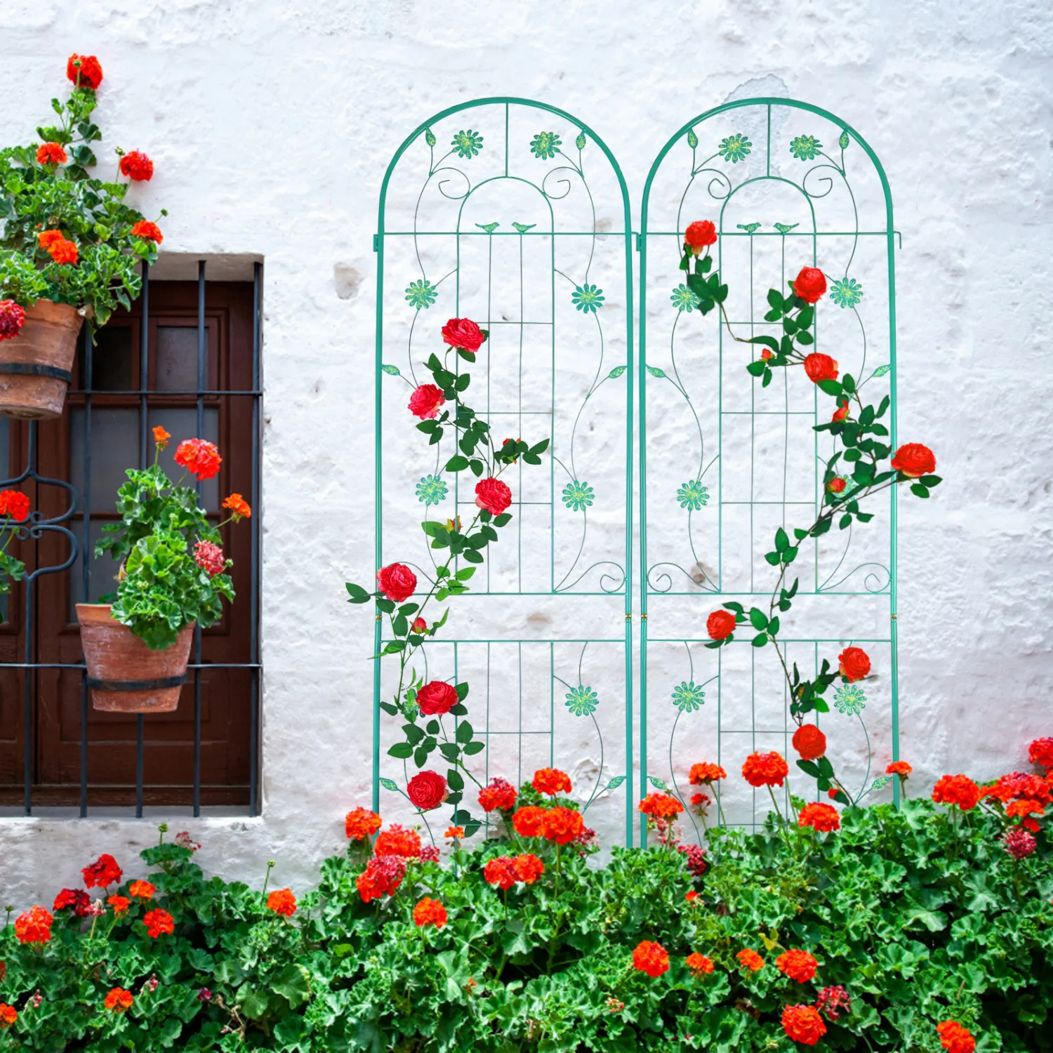 4 Metal Garden Trellis 86.7"x19.7" Rustproof Climbing Plants Outdoor Flower Support Green Pack
4 Metal Garden Trellis 86.7"x19.7" Rustproof Climbing Plants Outdoor Flower Support Green Pack